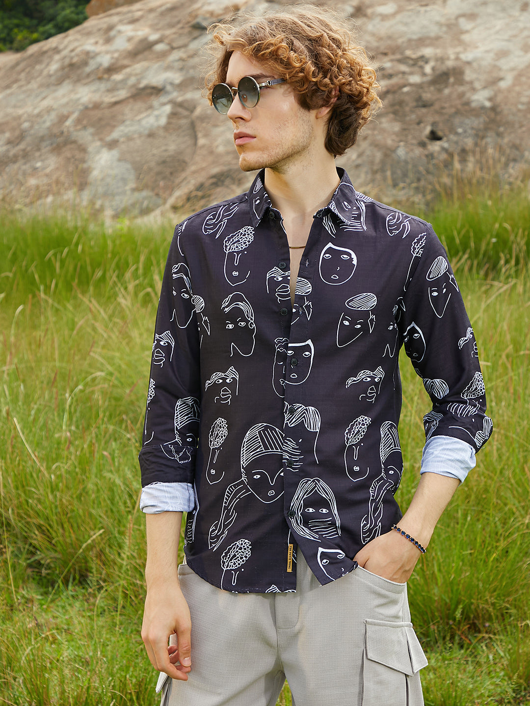 Campus Sutra Doodle Face Shirt