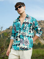 Campus Sutra Abstract Imprint Shirt