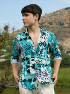 Campus Sutra Abstract Imprint Shirt
