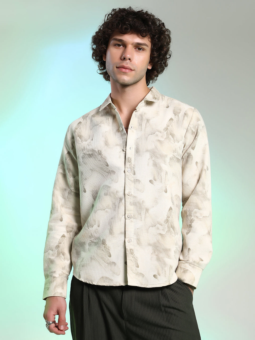 Campus Sutra Abstract-Tactile Shirt
