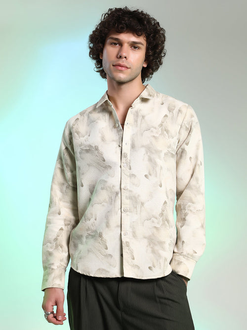 Campus Sutra Abstract-Tactile Shirt