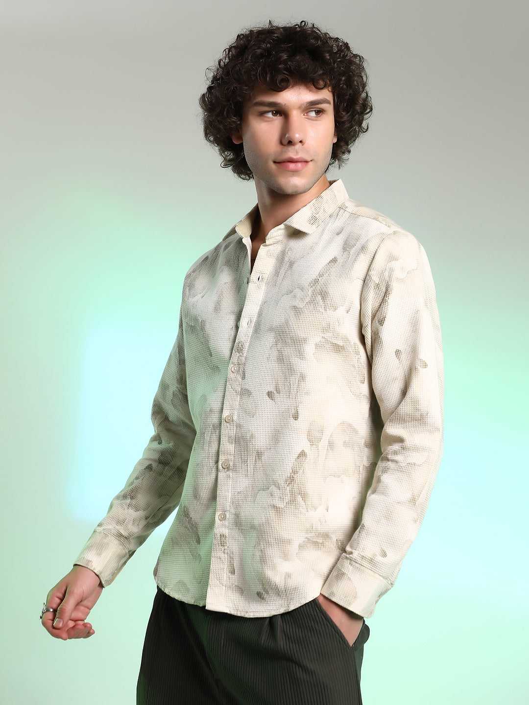 Campus Sutra Abstract-Tactile Shirt