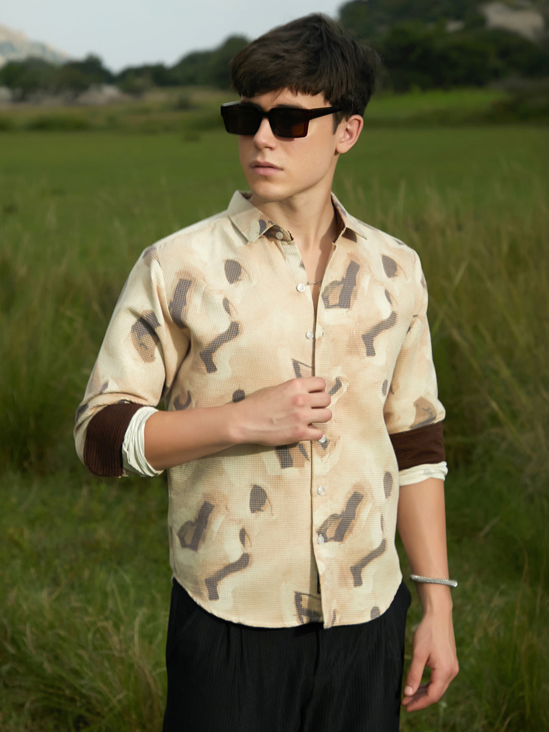 Campus Sutra Nonlinear-Tactile Shirt