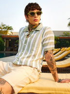 Campus Sutra Panel-Knit Polo Shirt