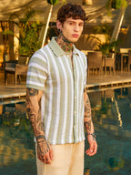 Campus Sutra Panel-Knit Polo Shirt
