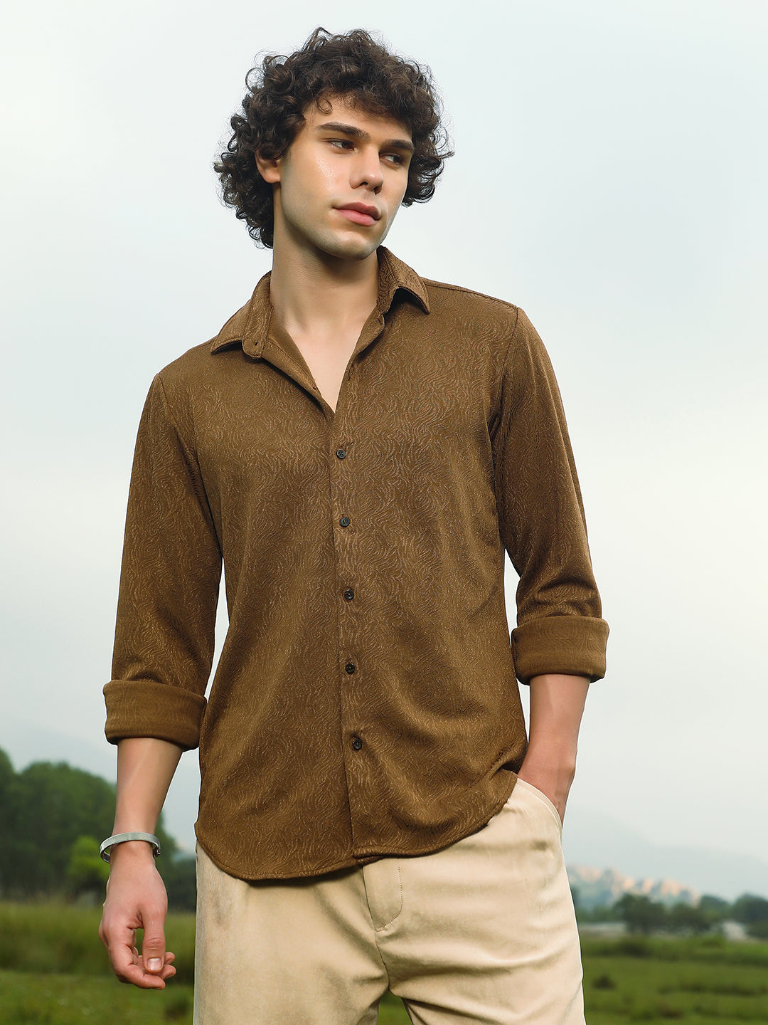 Campus Sutra Crimp-Tactile Shirt