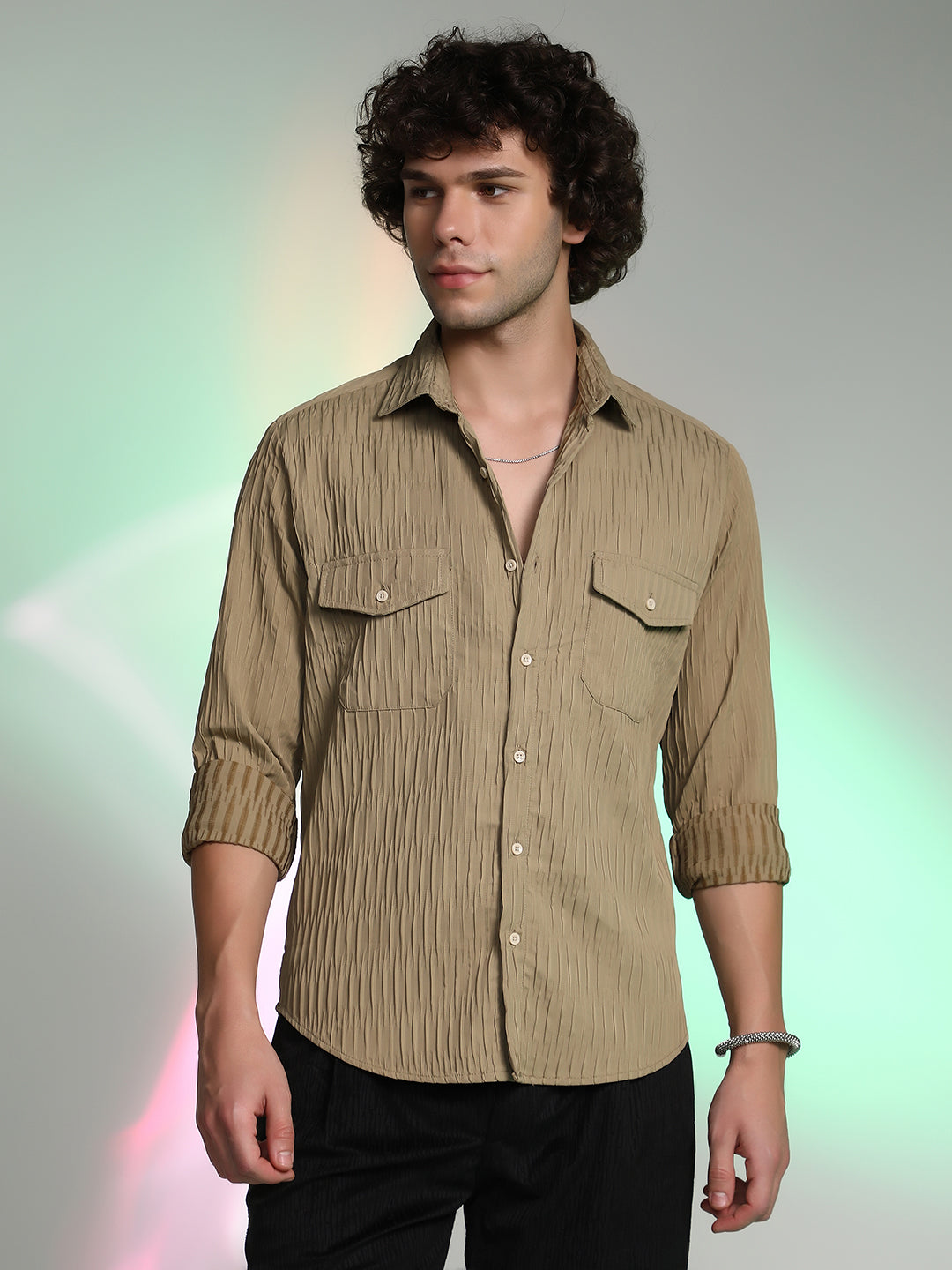 Campus Sutra Creased Utility Shirt