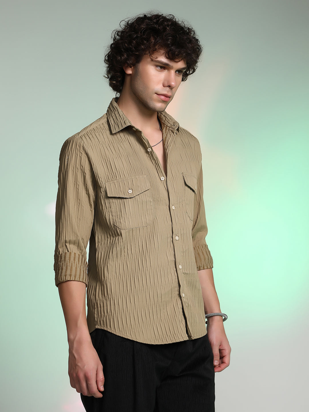 Campus Sutra Creased Utility Shirt
