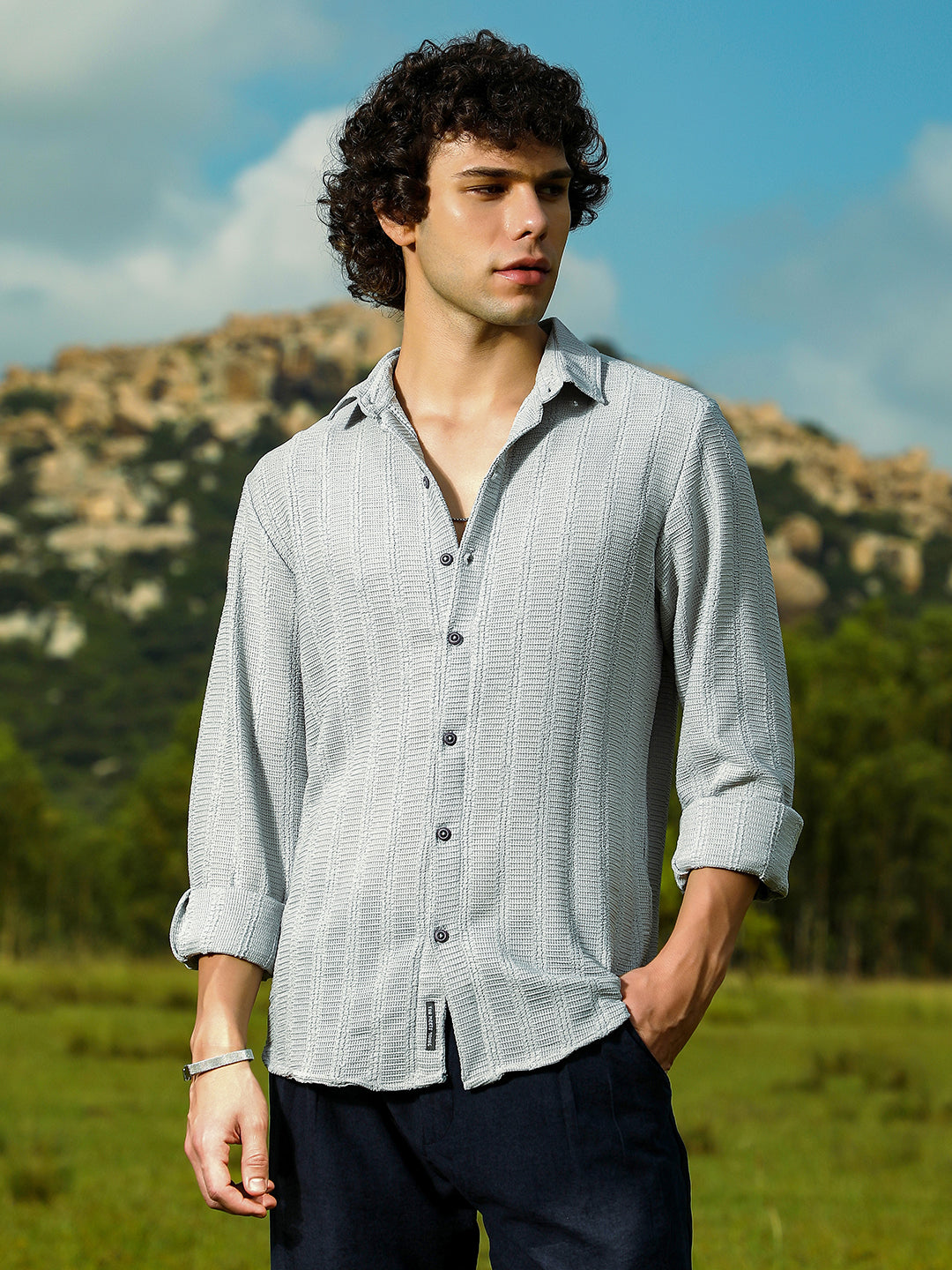 Campus Sutra Wicker-Tactile Shirt