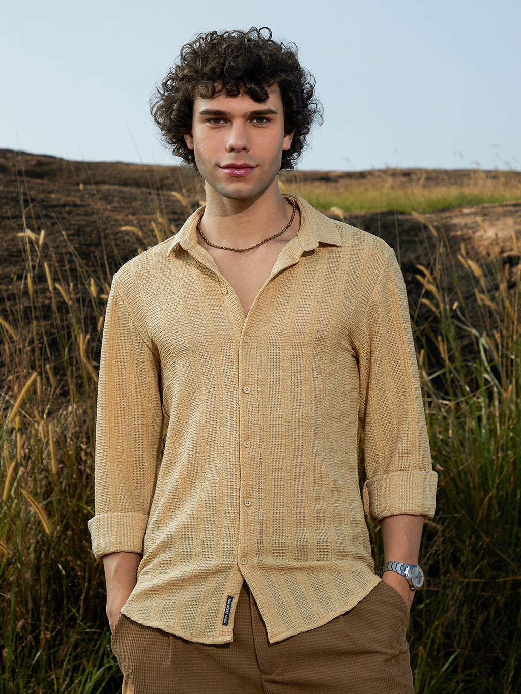 Campus Sutra Wicker-Tactile Shirt