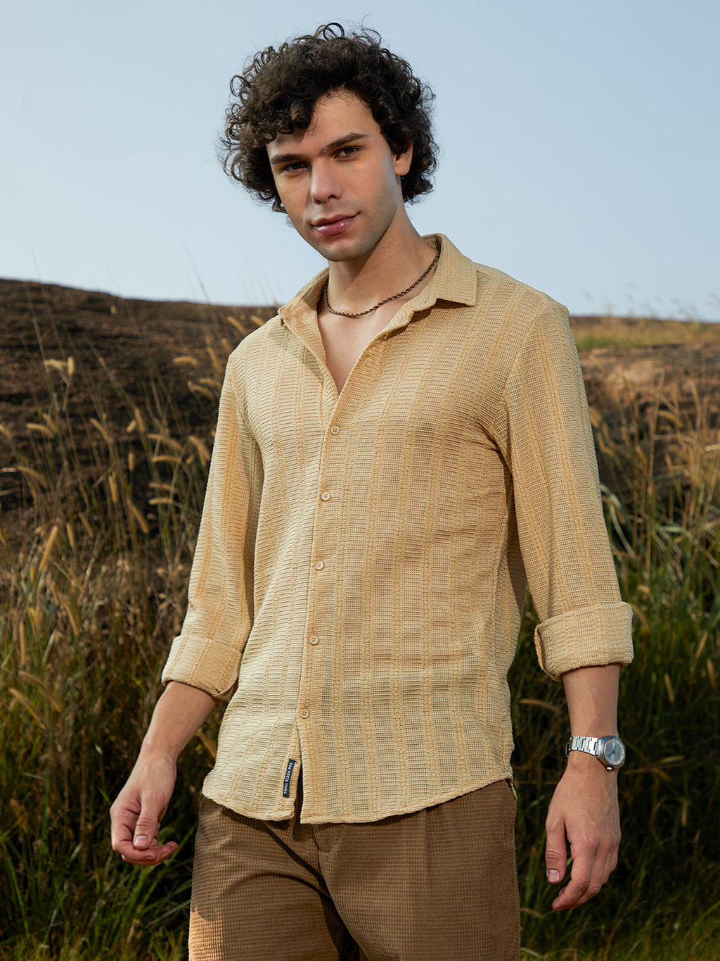 Campus Sutra Wicker-Tactile Shirt