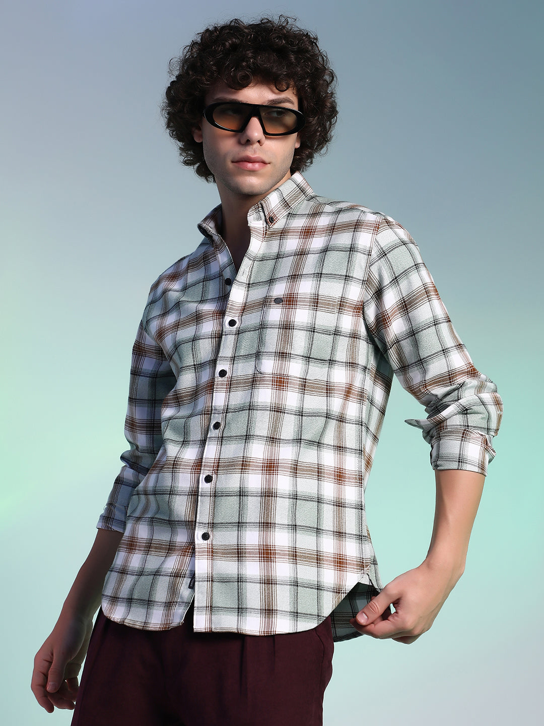 Campus Sutra Faded-Checkered Shirt