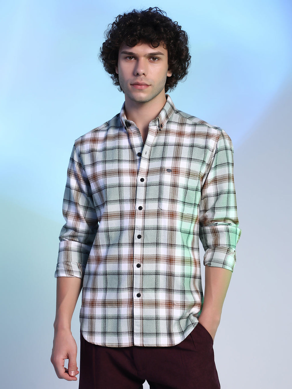 Campus Sutra Faded-Checkered Shirt