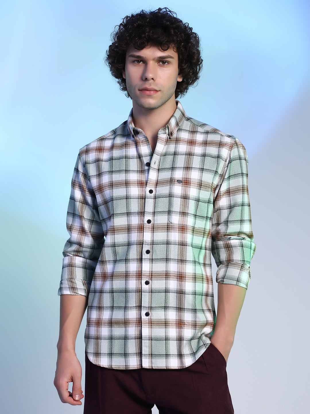 Campus Sutra Faded-Checkered Shirt