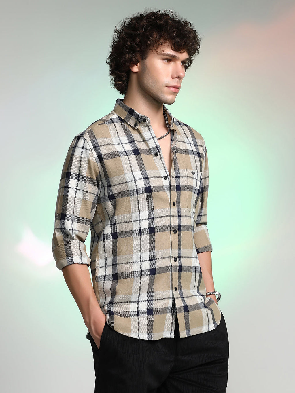 Campus Sutra Shadow-Checkered Shirt
