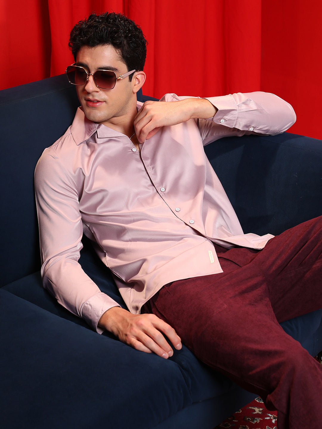 Campus Sutra Solid Cuban Shirt