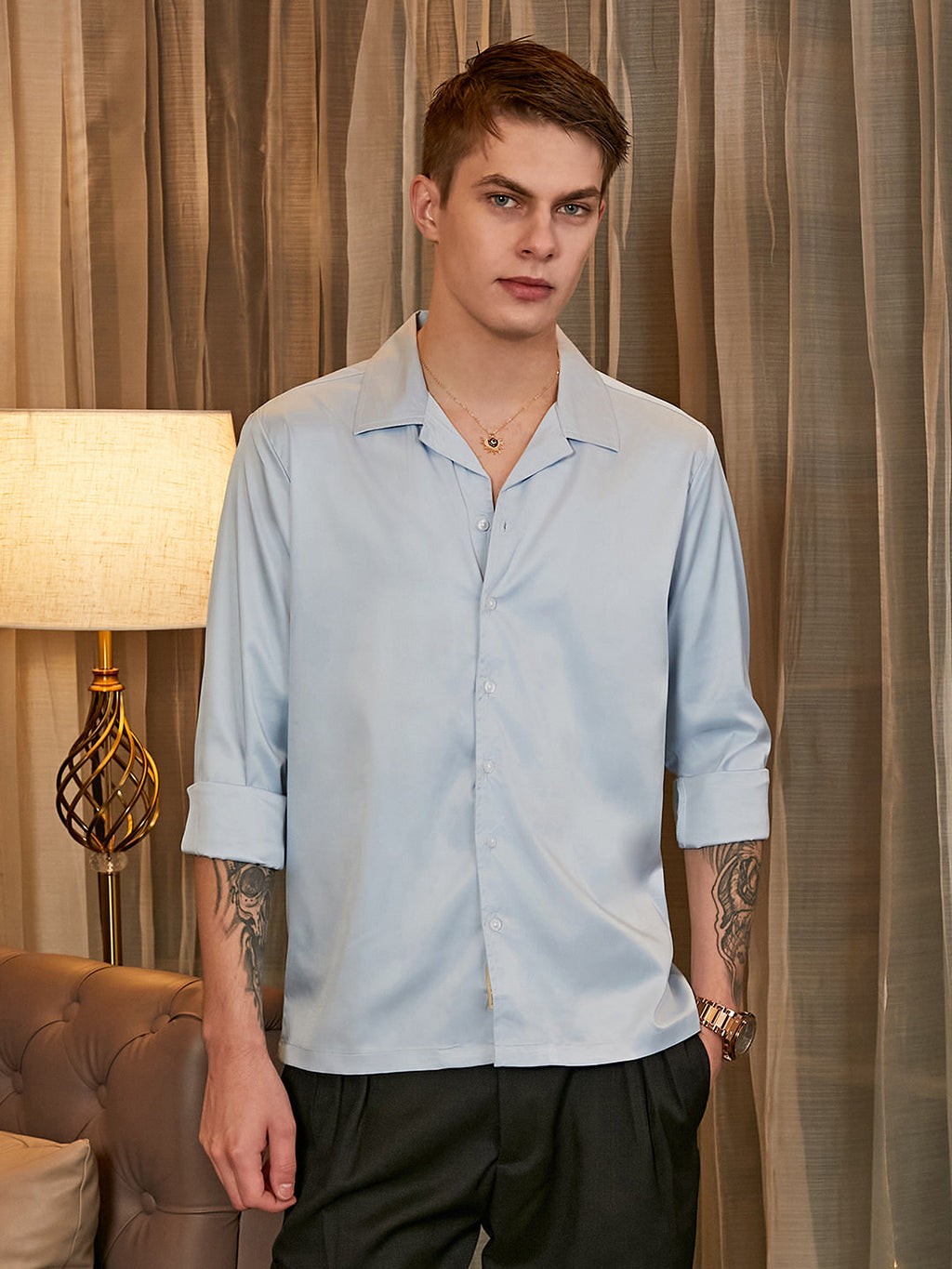 Campus Sutra Solid Cuban Shirt