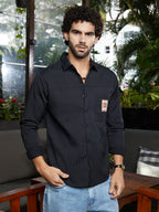 Campus Sutra Panelled -Tactile Shirt