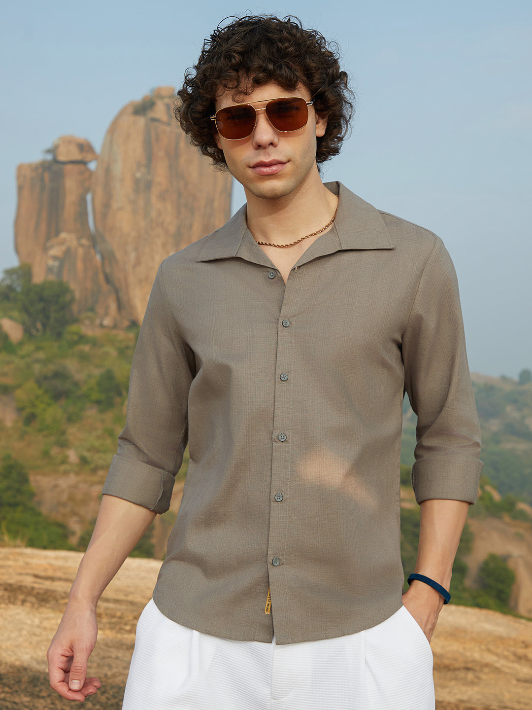 Campus Sutra Woven-Lined Shirt