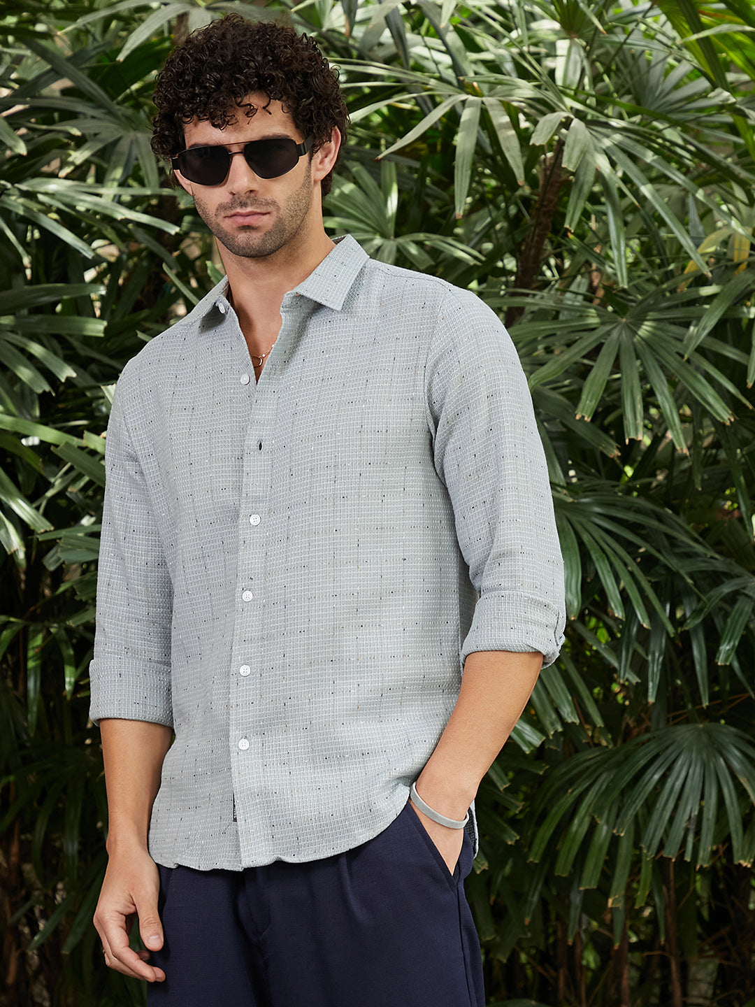 Campus Sutra Ditsy Grid Shirt