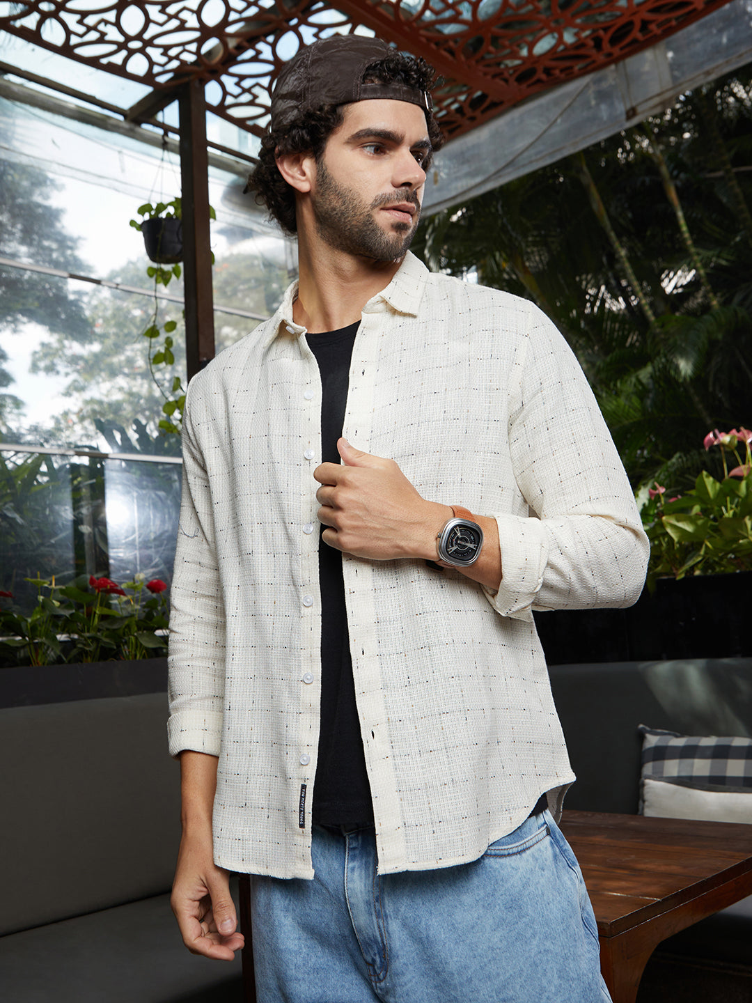 Campus Sutra Ditsy Grid Shirt