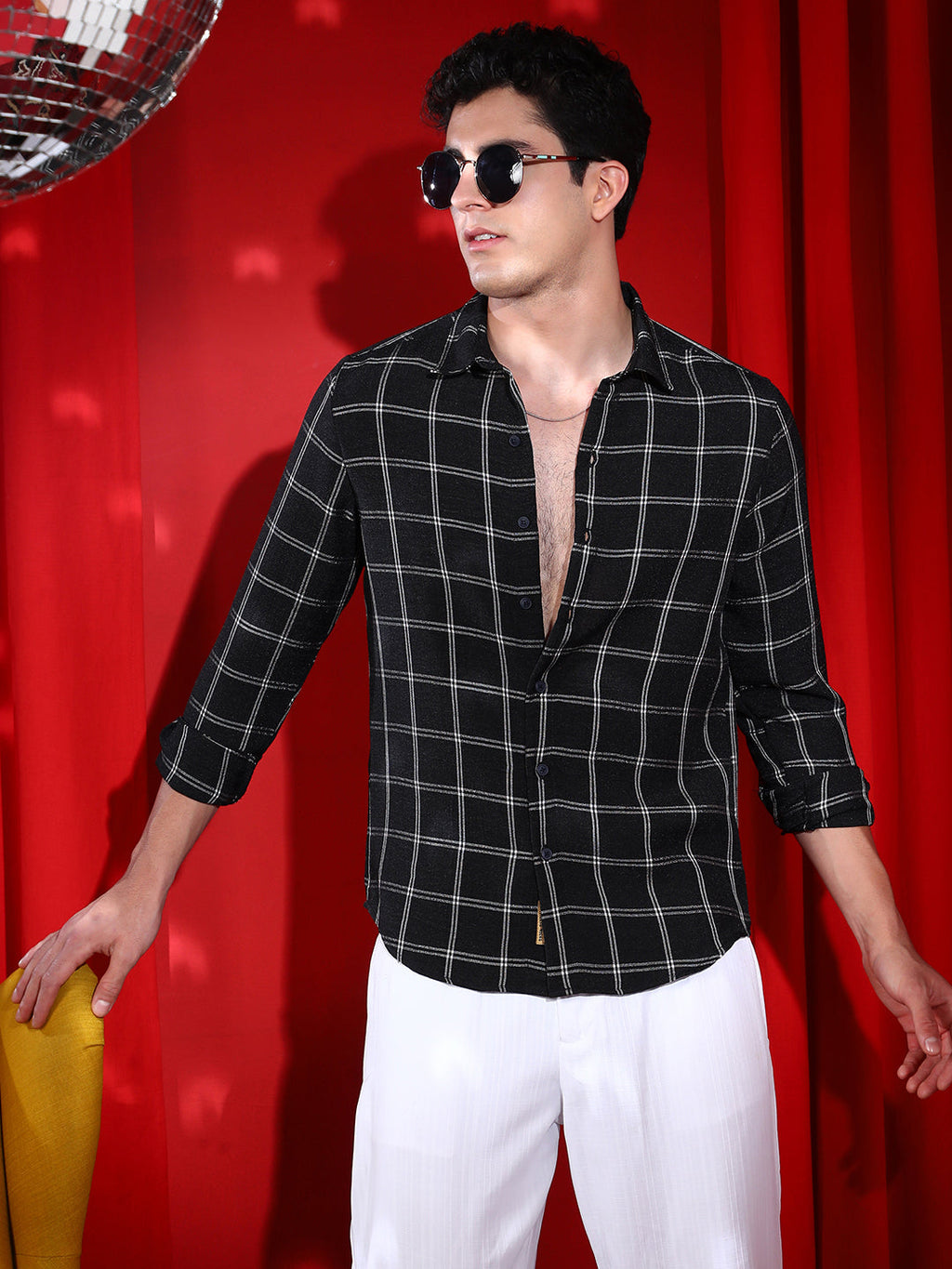 Campus Sutra Graph-Check Relaxed Shirt