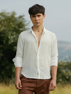 Campus Sutra Ridge-Striped Shirt