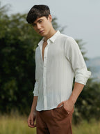 Campus Sutra Ridge-Striped Shirt