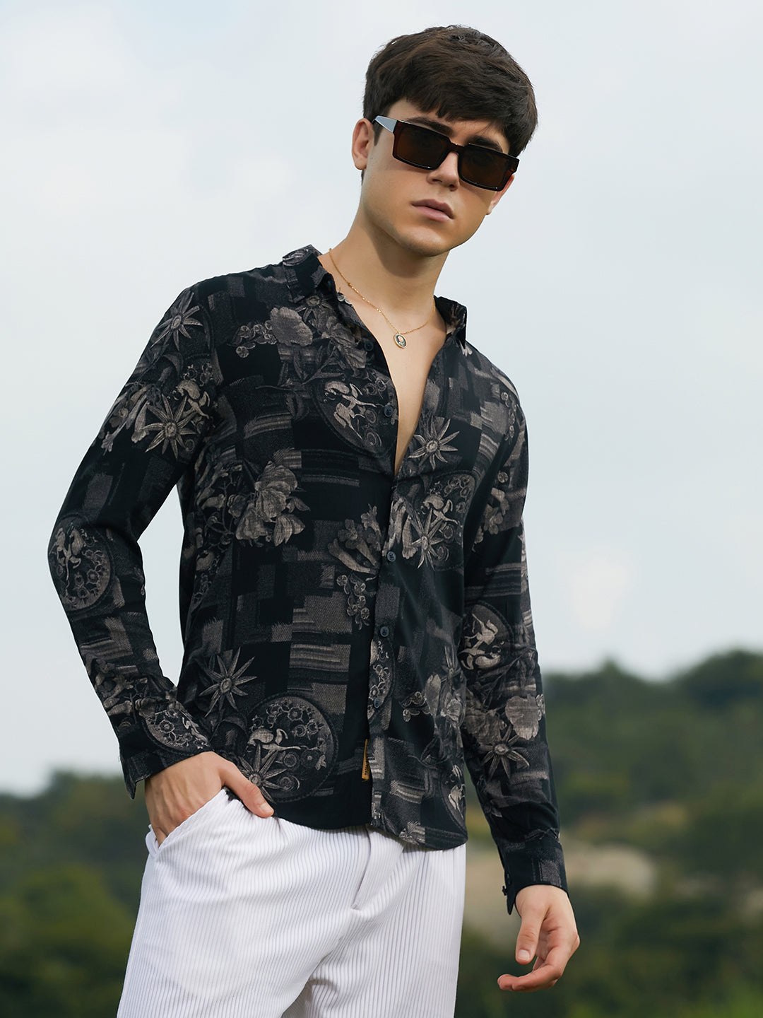 Campus Sutra Bloom-Imprint Shirt