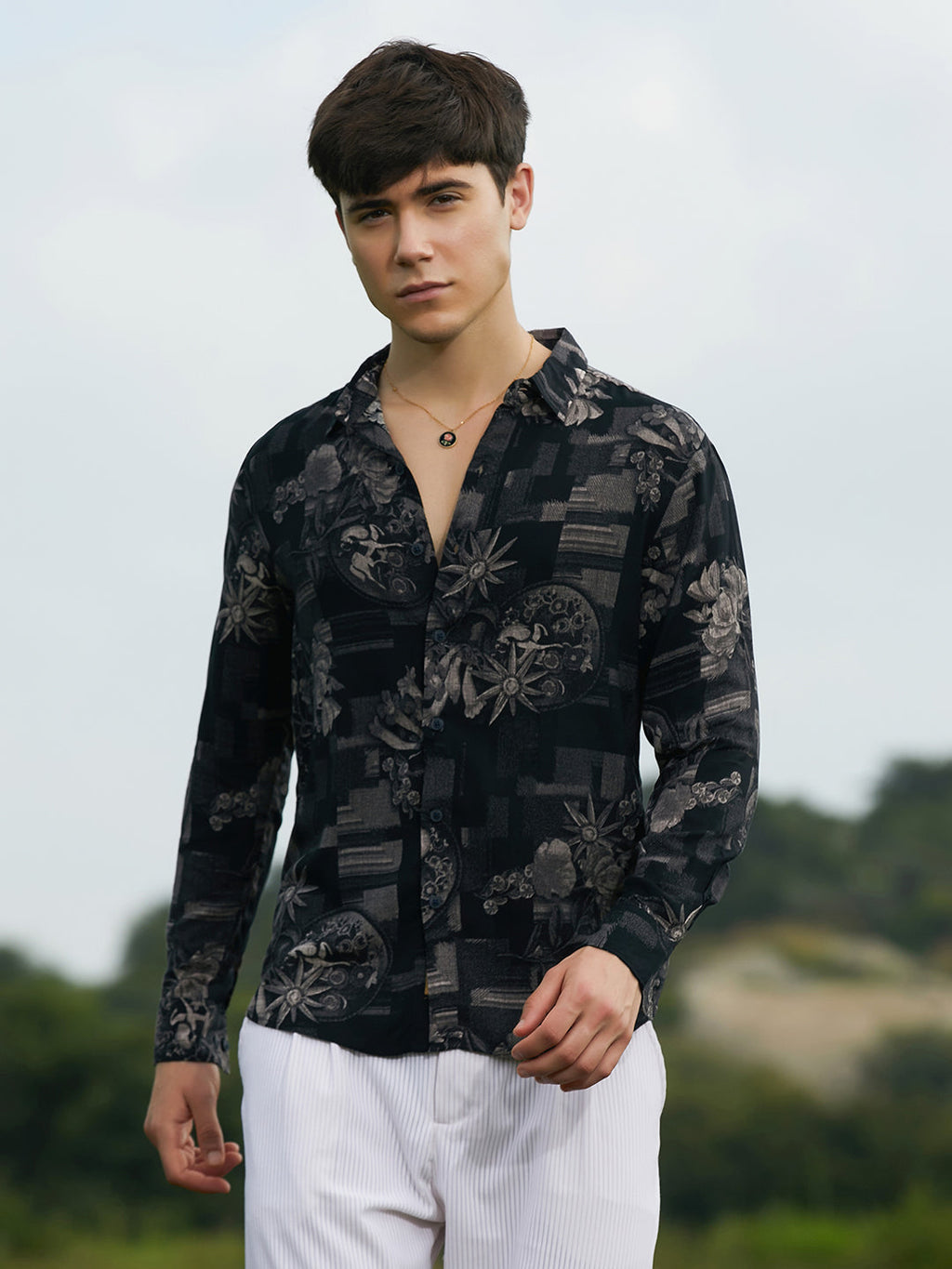 Campus Sutra Bloom-Imprint Shirt