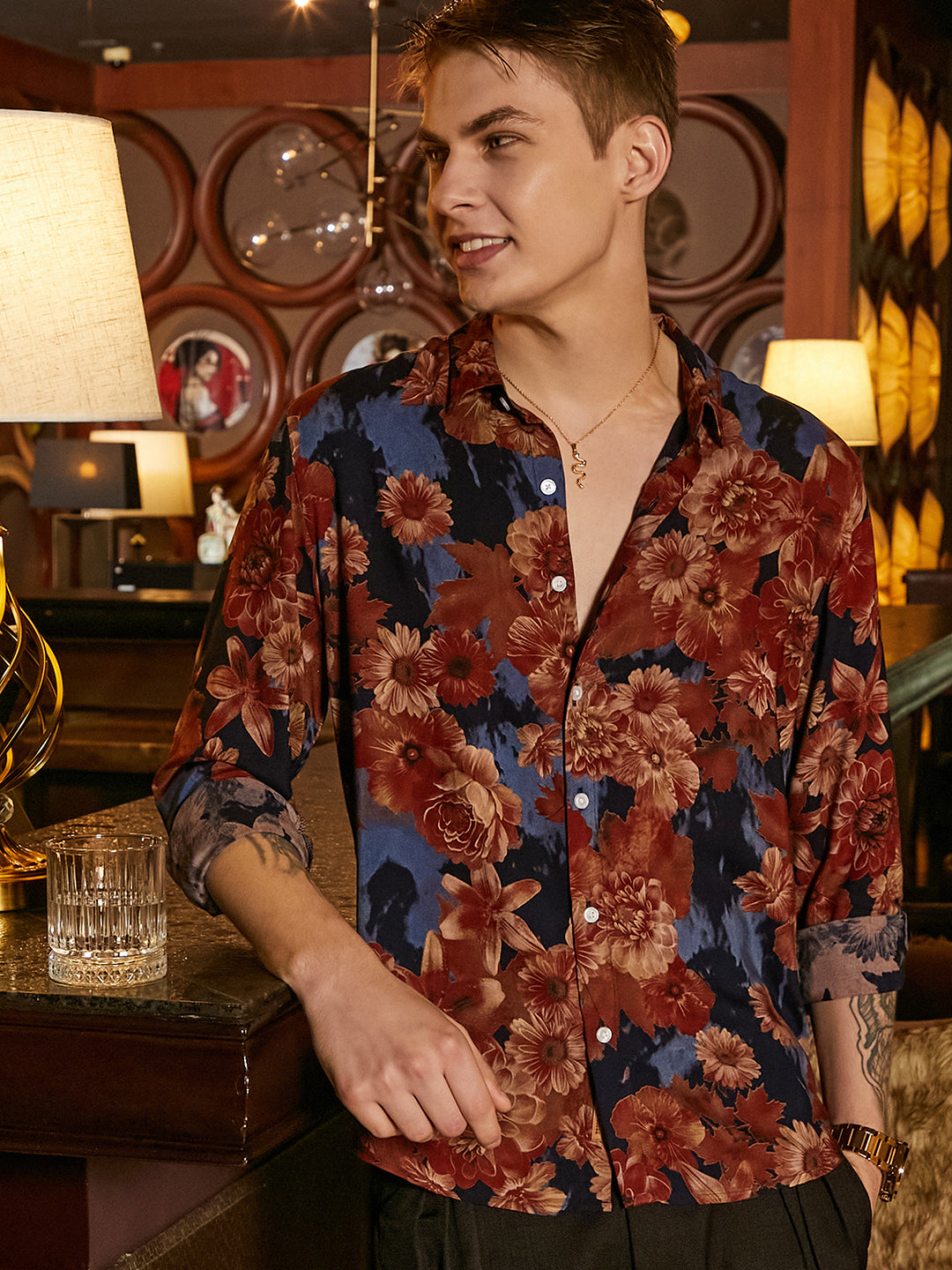 Campus Sutra Floral Overlap Shirt