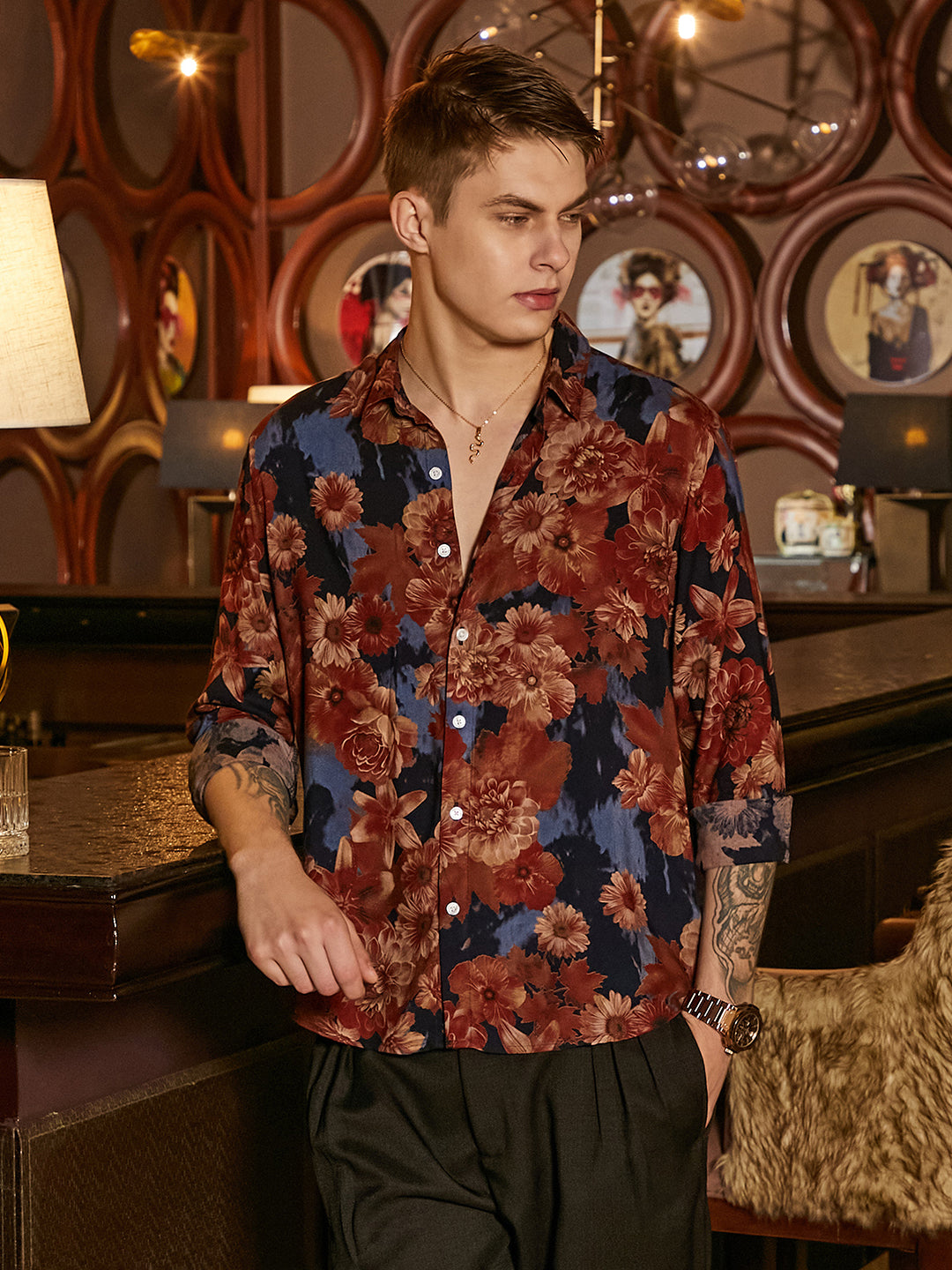 Campus Sutra Floral Overlap Shirt