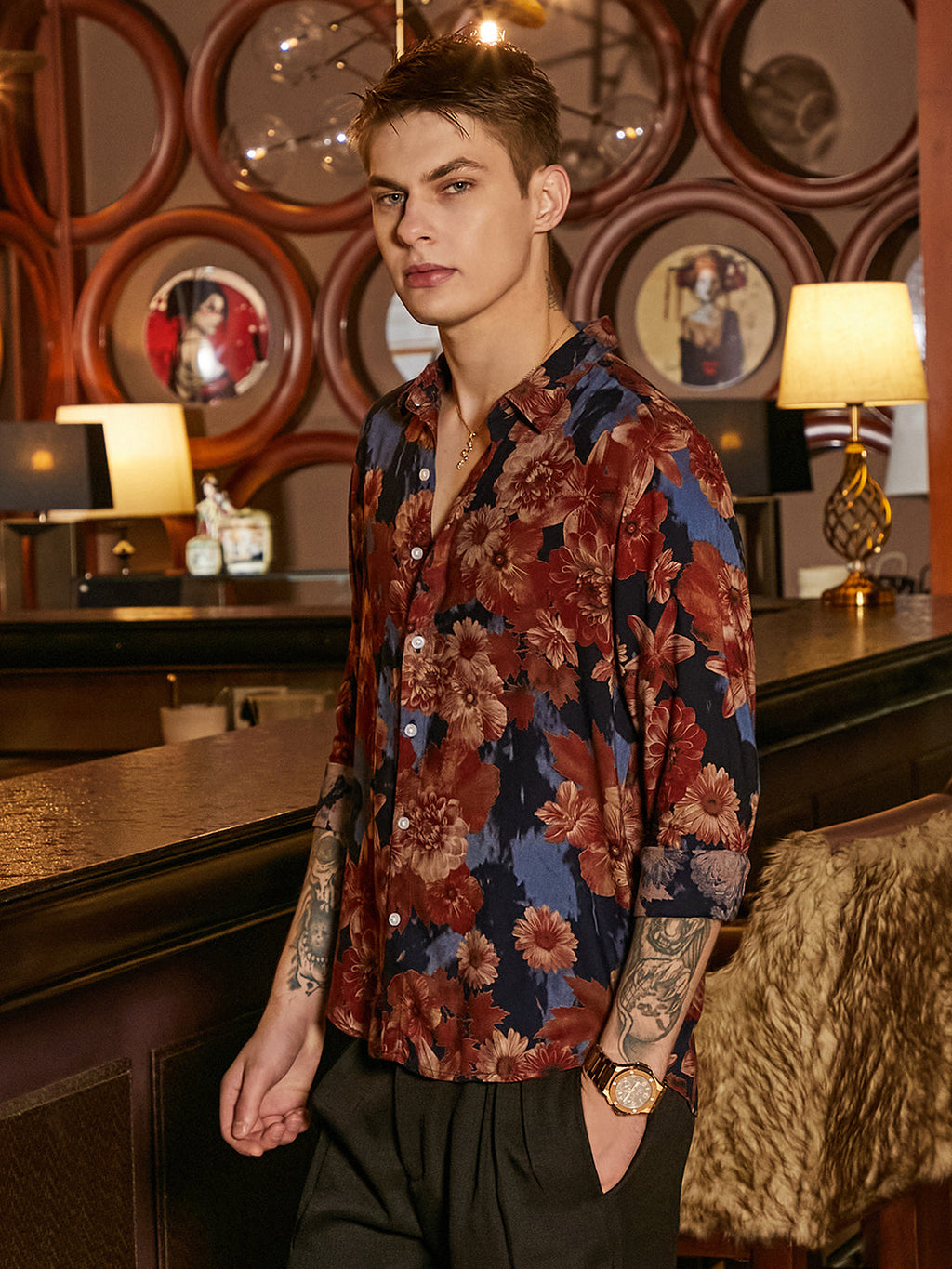 Campus Sutra Floral Overlap Shirt
