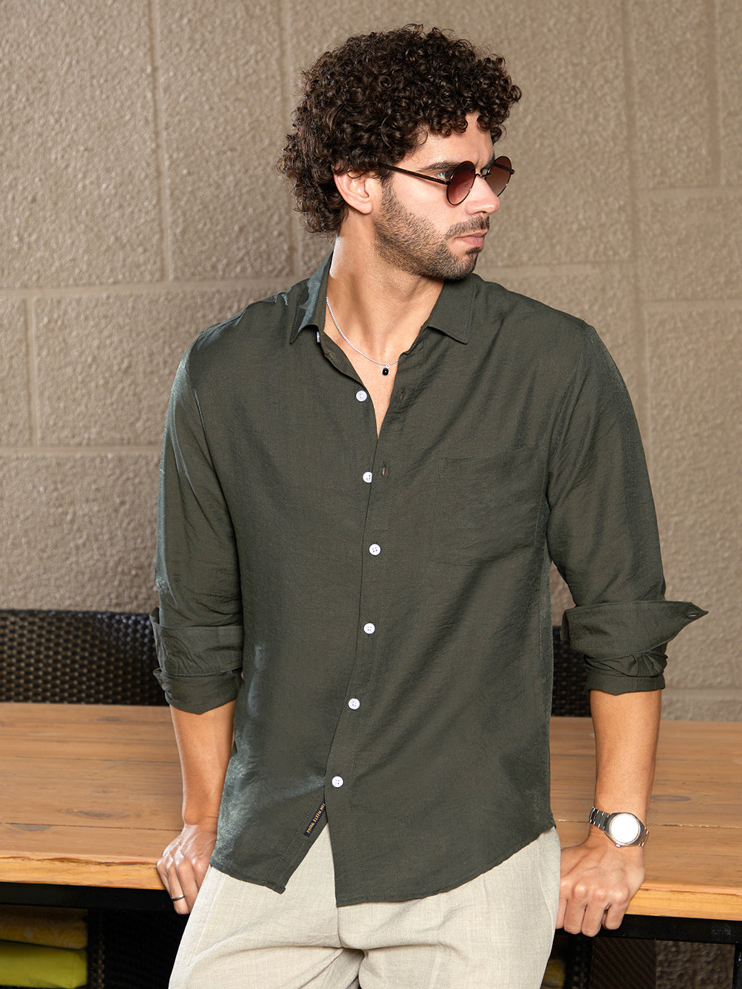 Campus Sutra Breezy Wrinked Relaxed Shirt