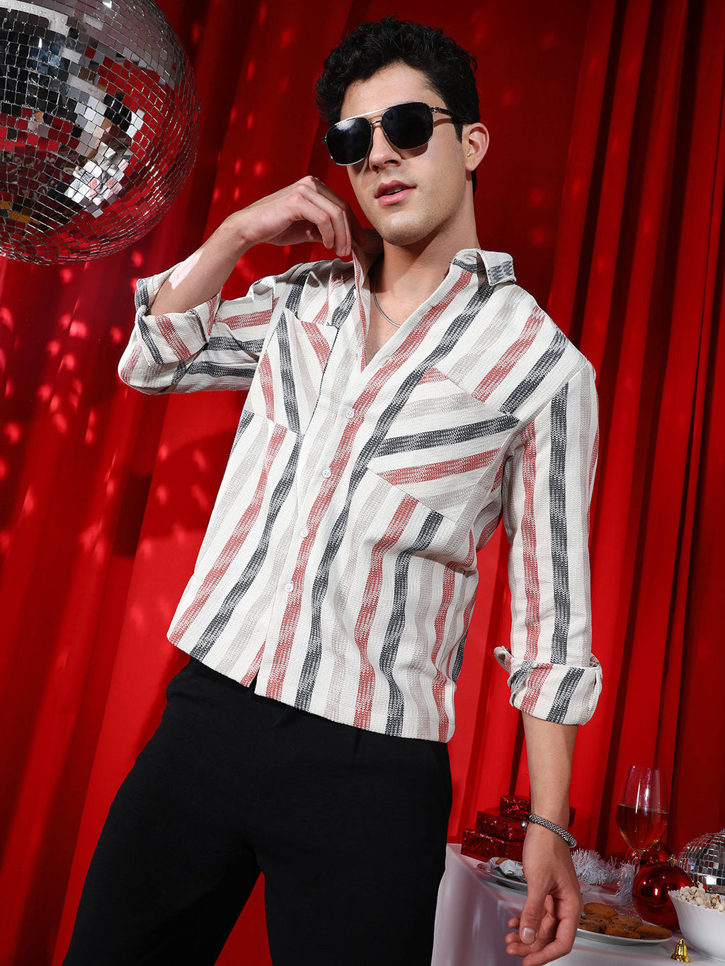 Campus Sutra Indie-Striped Utility Shirt