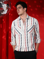 Campus Sutra Indie-Striped Utility Shirt