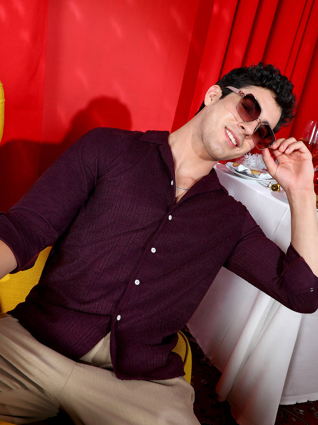 Campus Sutra Tactile Cuban Shirt