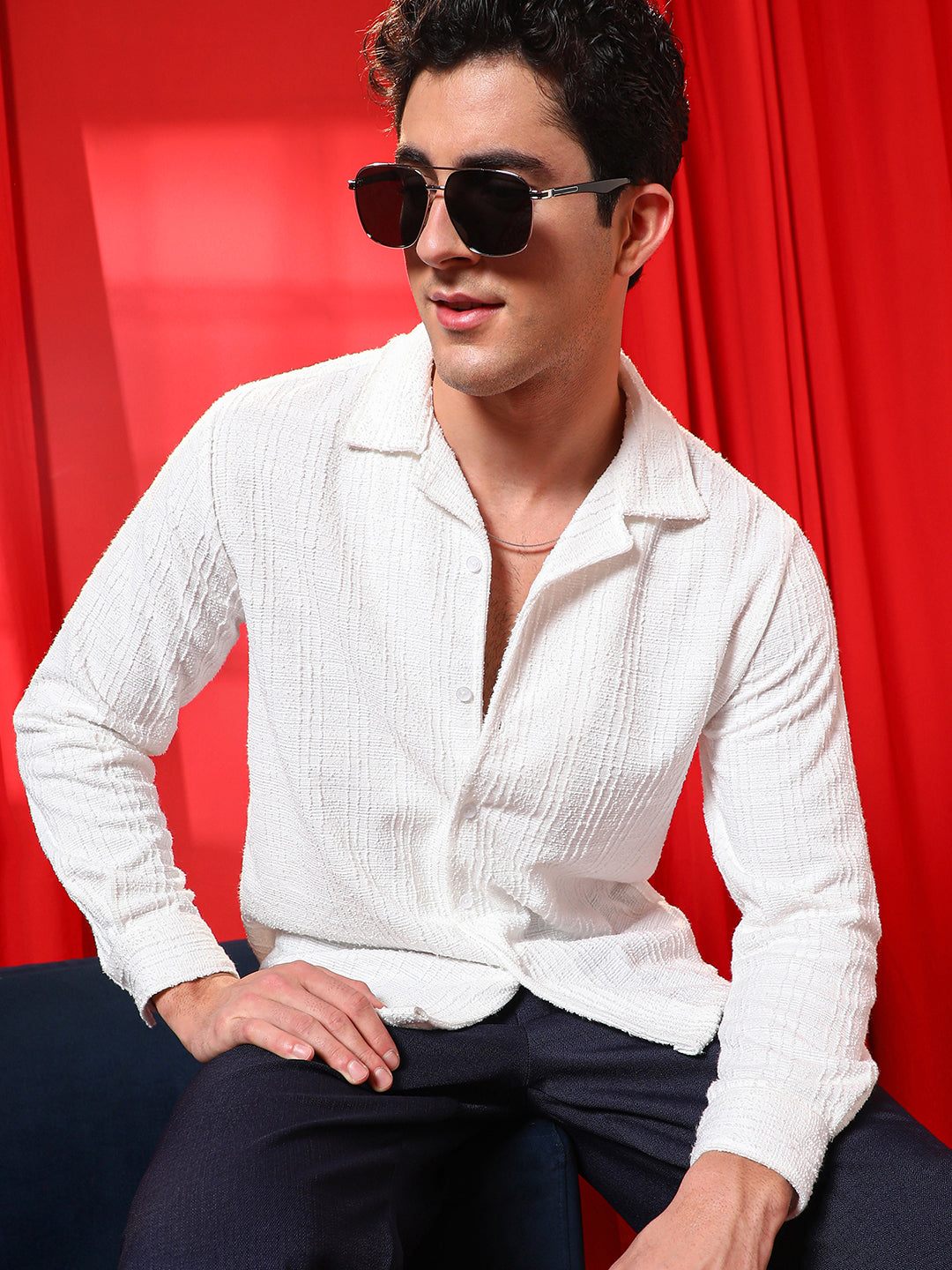 Campus Sutra Tactile Cuban Shirt