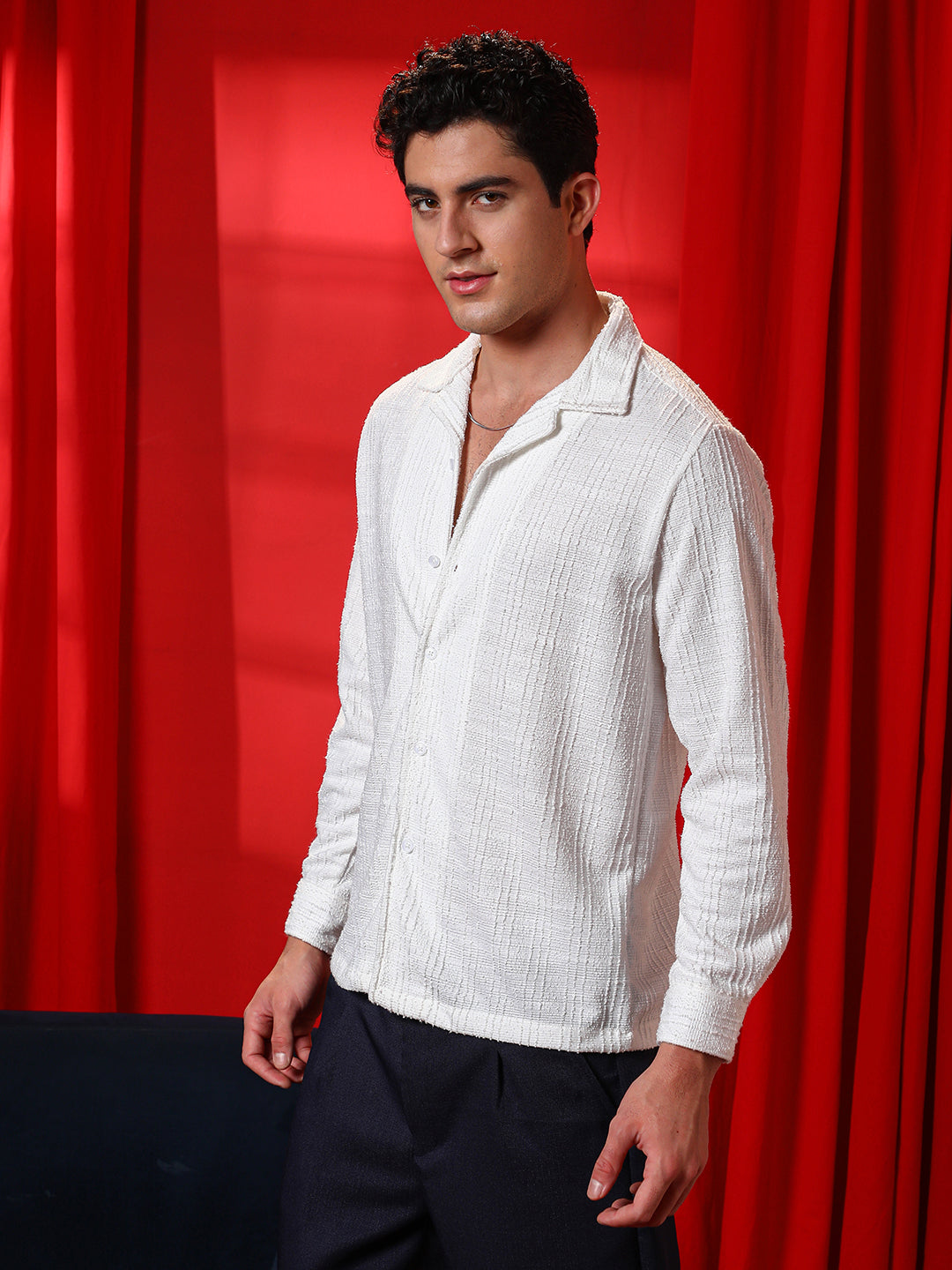 Campus Sutra Tactile Cuban Shirt