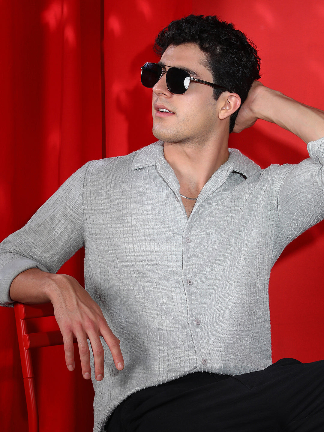 Campus Sutra Tactile Cuban Shirt
