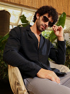 Campus Sutra Striped Cuban Shirt