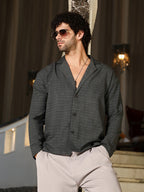 Campus Sutra Heathered Cuban Relaxed Shirt