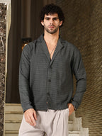 Campus Sutra Heathered Cuban Relaxed Shirt