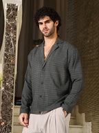 Campus Sutra Heathered Cuban Relaxed Shirt
