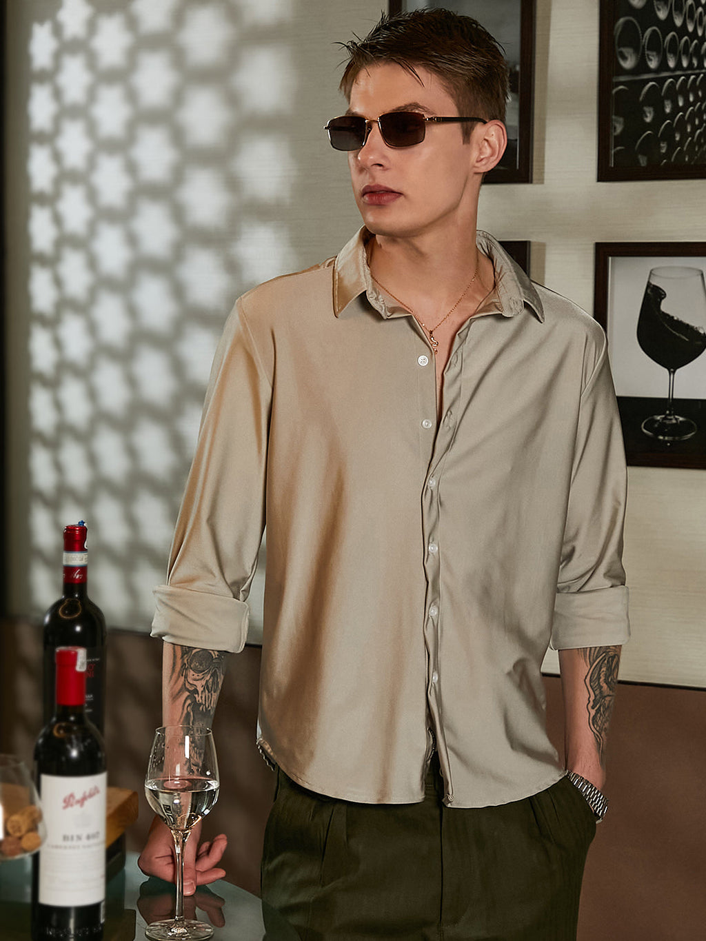 Campus Sutra Solid Lustre Shirt