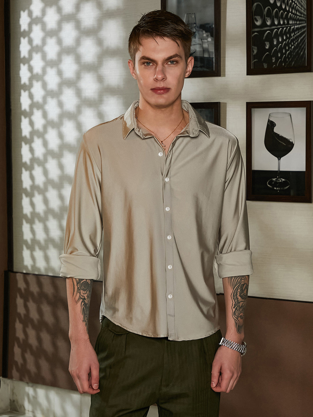 Campus Sutra Solid Lustre Shirt