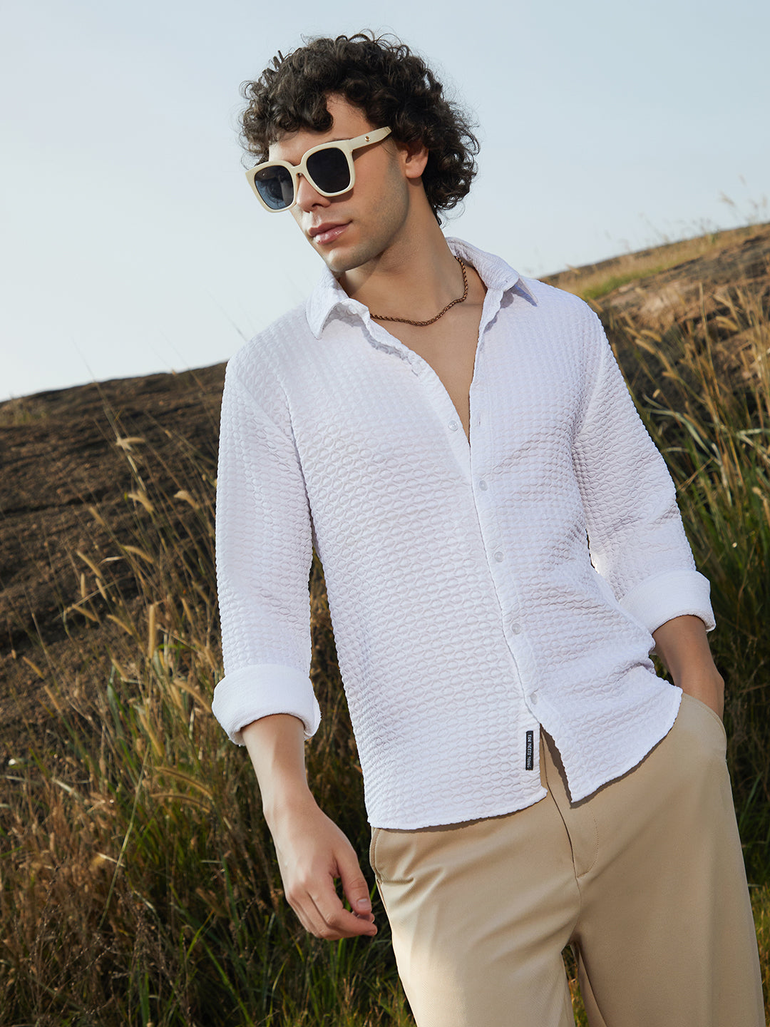 Campus Sutra Ellipse-Lined Shirt