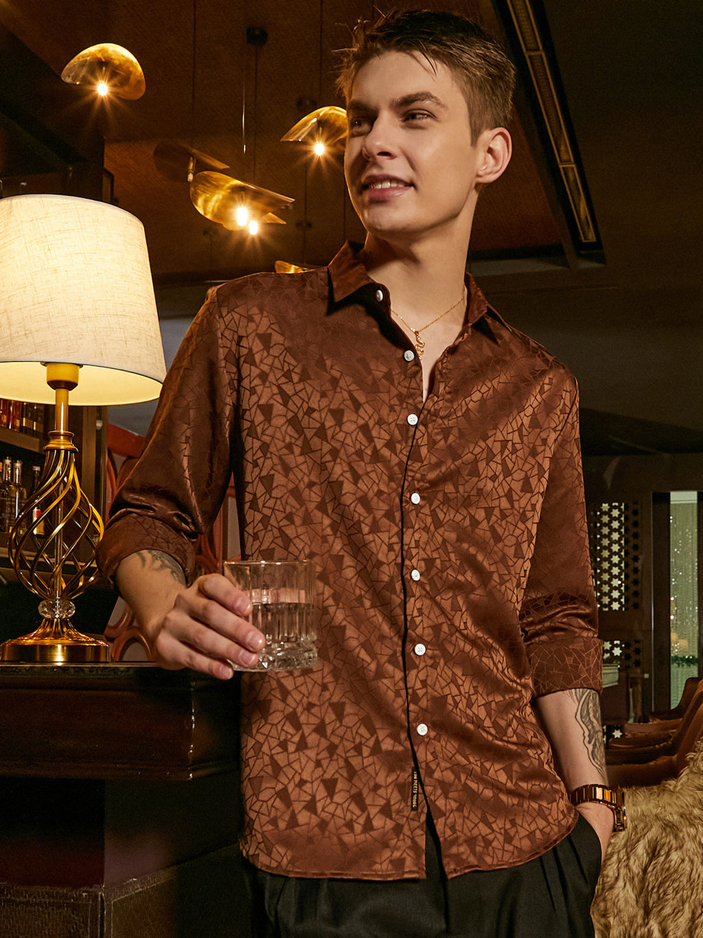 Campus Sutra Mozaic-Tactile Shirt