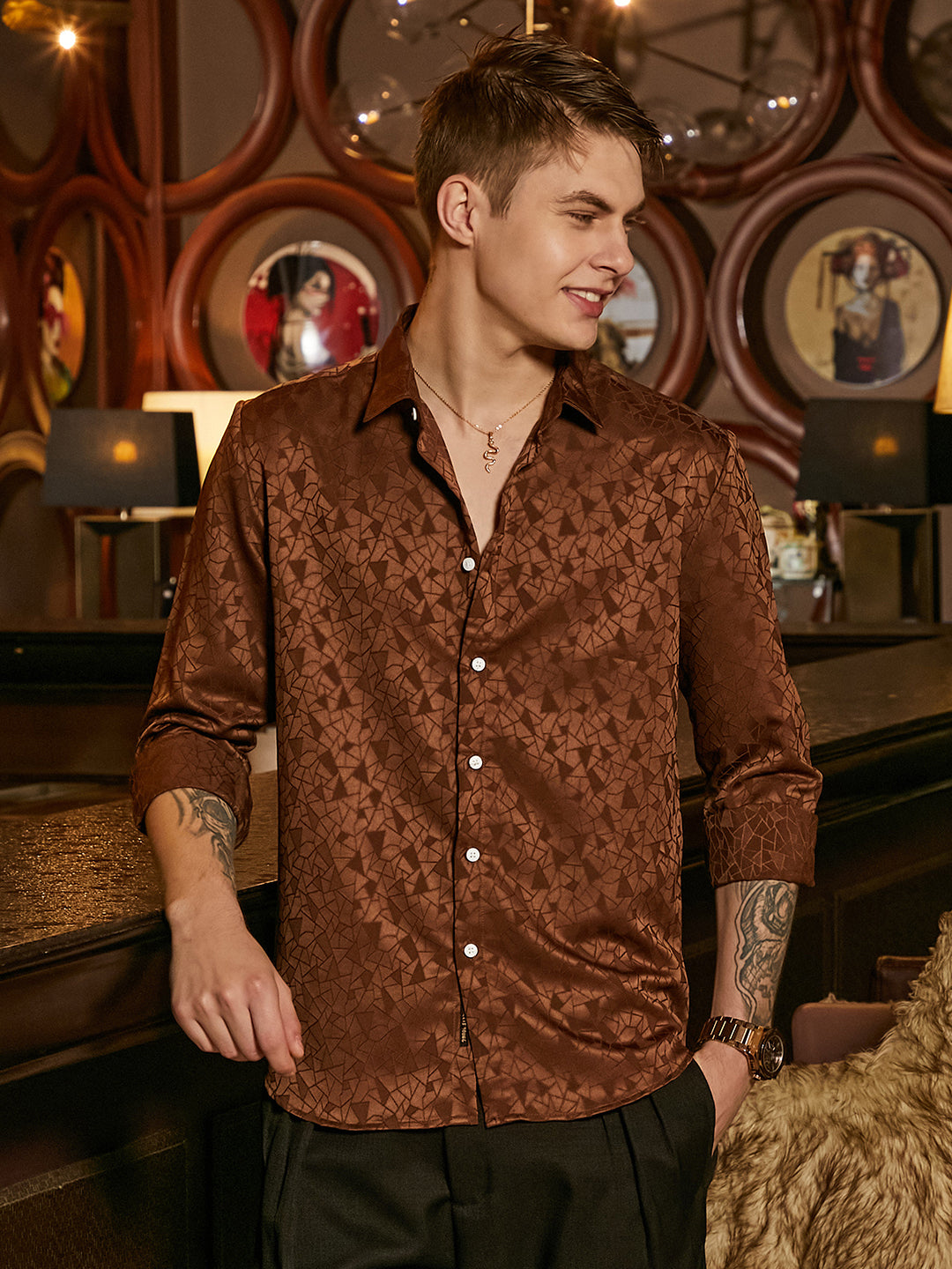 Campus Sutra Mozaic-Tactile Shirt