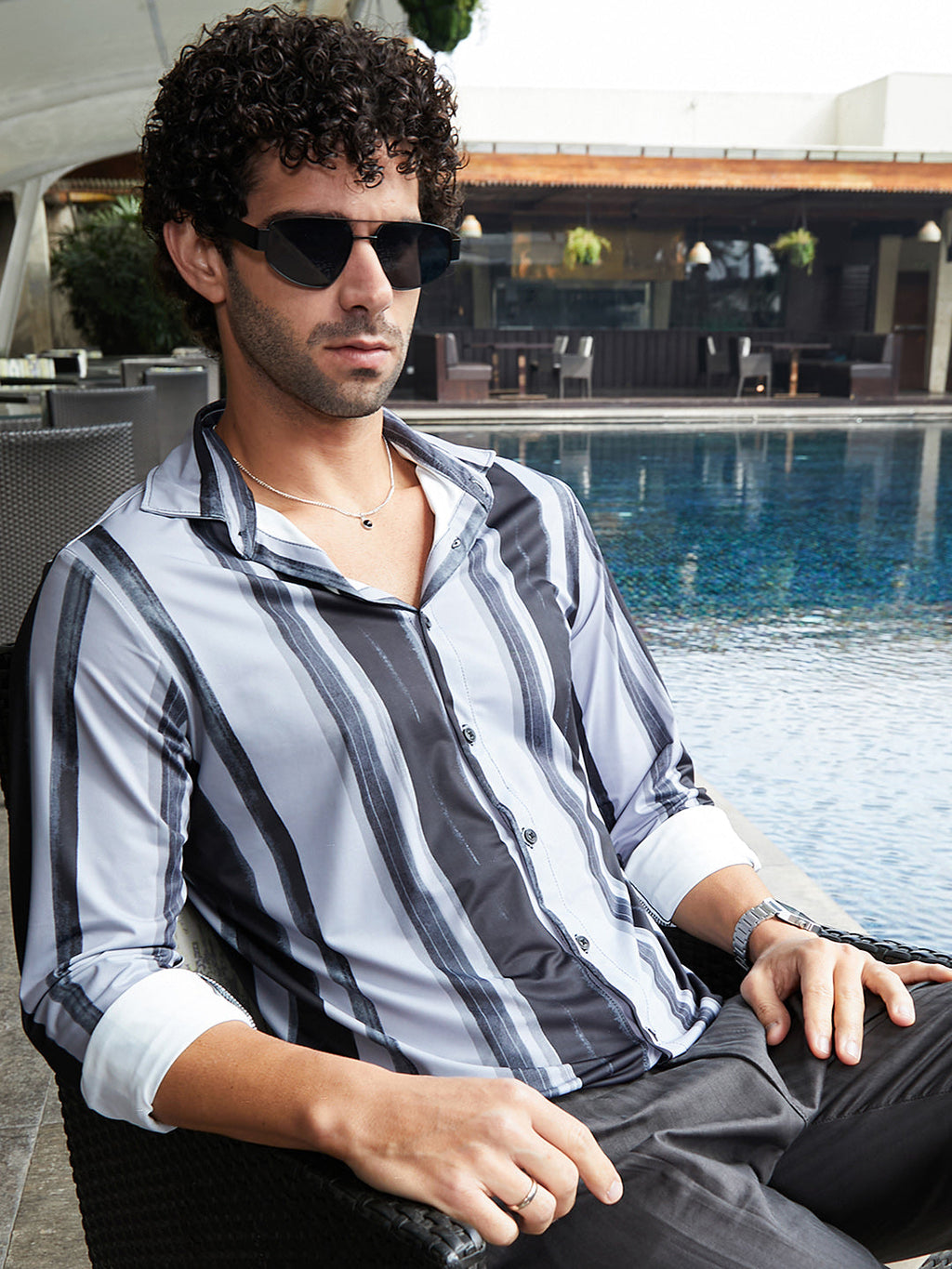 Campus Sutra Brushstroke Pattern Shirt